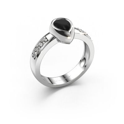 Ring Charlotte Pear 585 white gold black diamond 1.08 crt