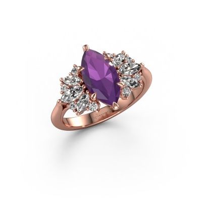 Engagement ring Jaimie 585 rose gold amethyst 12x6 mm