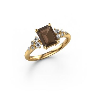 Ring Royce EME 585 gold smokey quartz 8x6 mm