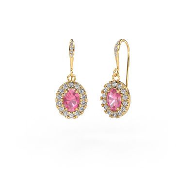 Drop earrings Jorinda 2 585 gold pink sapphire 7x5 mm