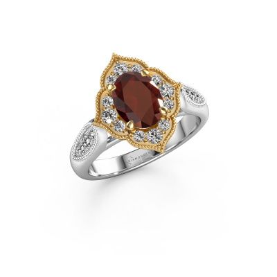 Engagement ring Rosan 585 white gold garnet 8x6 mm