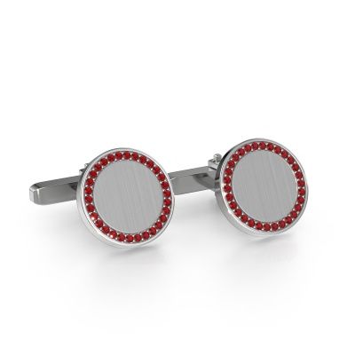 Cufflinks Sergei 585 white gold ruby 1.2 mm