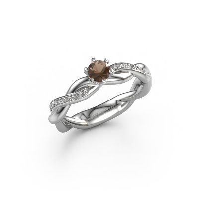 Engagement ring Page 585 white gold smokey quartz 5.4 mm