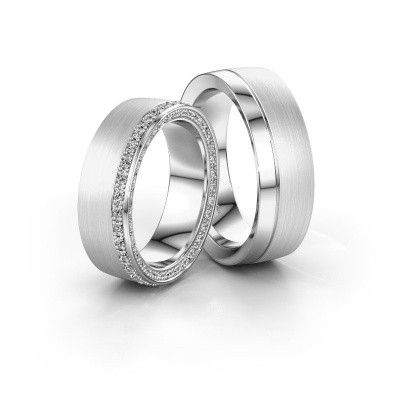 Friendship rings set WH2224LM26C8 x2.2 mm 14 Carat white gold diamond 0.54 crt