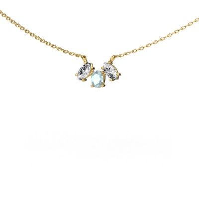 Ketting Rachal 585 goud aquamarijn 4x3 mm