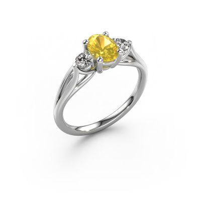 Engagement ring Amie OVL 950 platinum yellow sapphire 7x5 mm