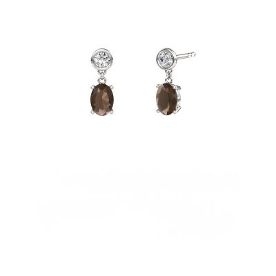 Drop earrings Lacey OVL 950 platinum smokey quartz 7x5 mm