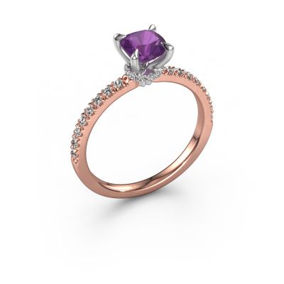 Engagement ring Crystal CUS 4 585 rose gold amethyst 5.5 mm