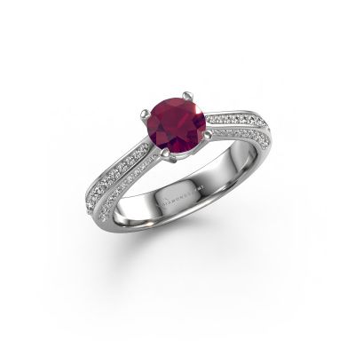 Engagement ring Ruby rnd 585 white gold rhodolite 5.7 mm