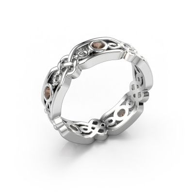 Trouwring Rosa 585 witgoud rookkwarts ±5x2 mm