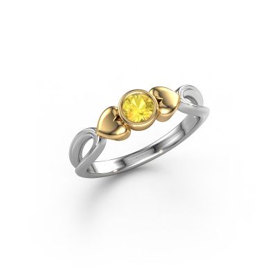 Bague Lorrine 585 or blanc saphir jaune 4 mm