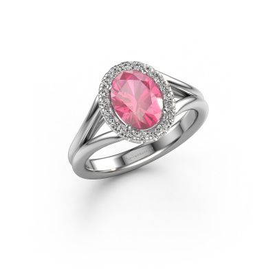 Engagement ring Verla ovl 1 585 white gold pink sapphire 8x6 mm