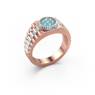 Men's ring Nout 585 rose gold blue topaz 2 mm