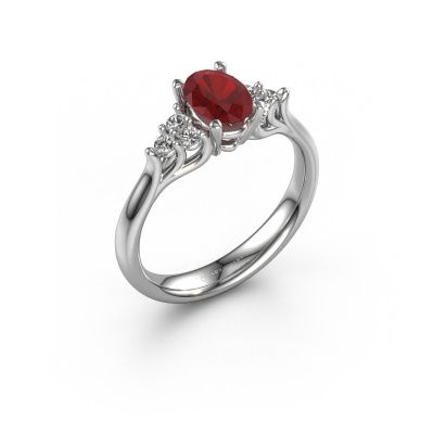Engagement ring Monika OVL 585 white gold ruby 7x5 mm