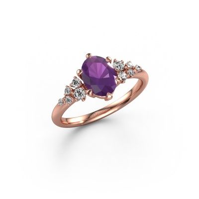 Engagement ring Royce OVL 585 rose gold amethyst 8x6 mm