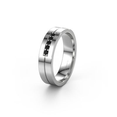 Wedding ring WH0211L15AP 585 white gold black diamond ±5x1.7 mm