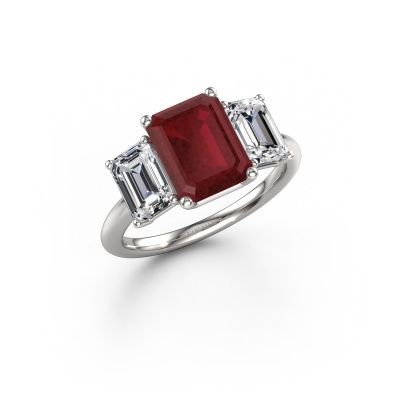 Engagement ring Sandra 950 platinum ruby 9x7 mm