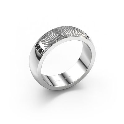 Trouwring Daine 950 platina ±6x2.1 mm zwarte diamant