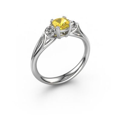 Engagement ring Amie cus 950 platinum yellow sapphire 5 mm