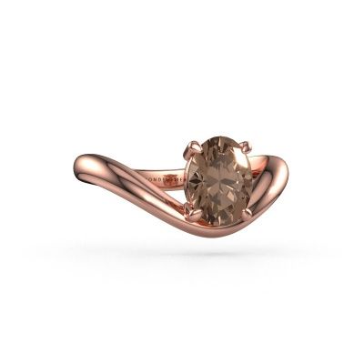 Bague de fiançailles Femke OVL 585 or rose diamant brun 1.10 crt