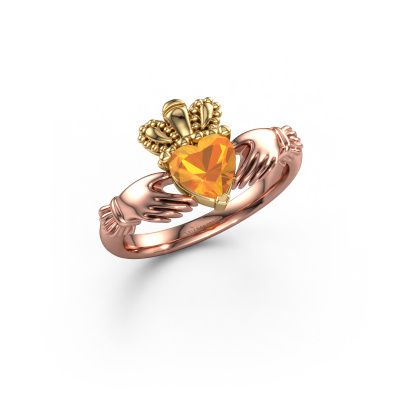 Ring Claddagh 2 585 rose gold citrin 6 mm