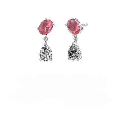 Earrings Toi et Moi OVL-PER 950 platinum tourmaline pink 8x6 mm