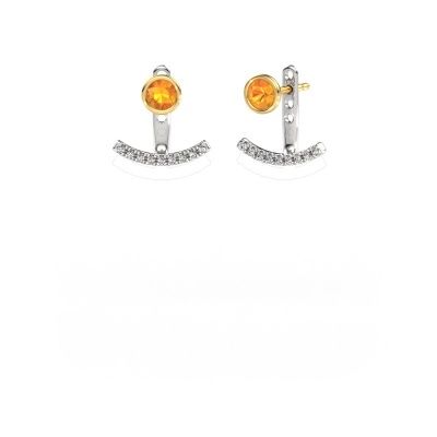 Boucles d'oreilles Rosetta 585 or blanc citrine 4 mm