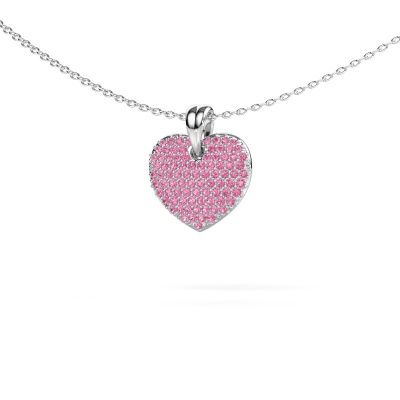 Pendant Heart 5 585 white gold pink sapphire 0.8 mm