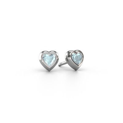 Clous d'oreilles Charlotte 585 or blanc aigue-marine 4 mm