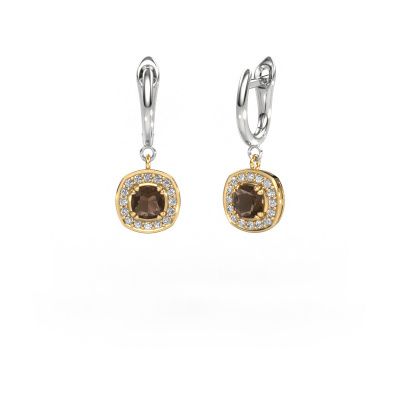 Drop earrings Marlotte 1 585 gold smokey quartz 5 mm