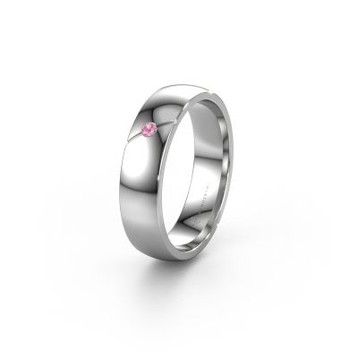 Wedding ring WH1201L25AP 585 white gold pink sapphire ±0.20x0.07 in