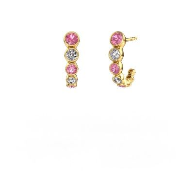 Clous d'oreilles Suzie 585 or jaune saphir rose 3.8 mm