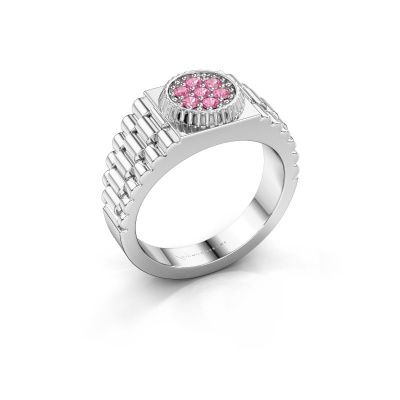 Heren ring Nout 950 platina roze saffier 2 mm