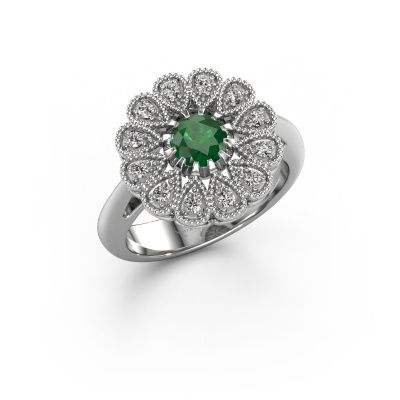 Engagement ring Kaat 585 white gold emerald 5 mm