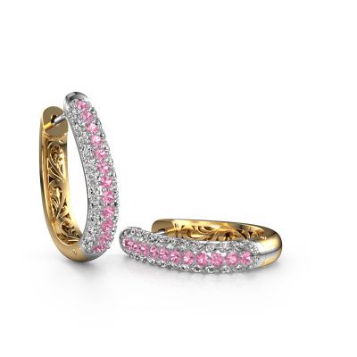 Hoop earrings Danika 12.5 A 585 white gold pink sapphire 1.7 mm