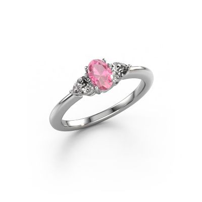 Engagement ring Chanou OVL 585 white gold pink sapphire 7x5 mm