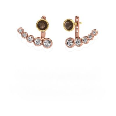 Boucles d'oreilles Wendy 585 or rose quartz fumé 5 mm