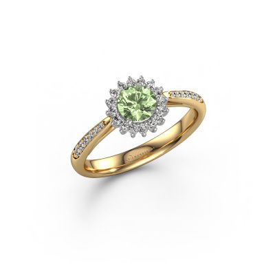 Engagement ring Tilly RND 2 585 gold green lab grown diamond 5 mm