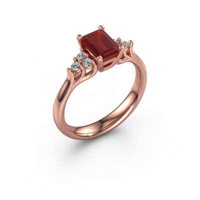 Engagement ring Monika EME 585 rose gold ruby 7x5 mm