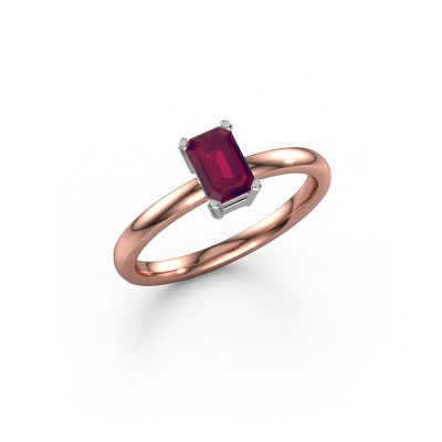 Bague de fiançailles Denita 1 EME 585 or rose rhodolite 6x4 mm