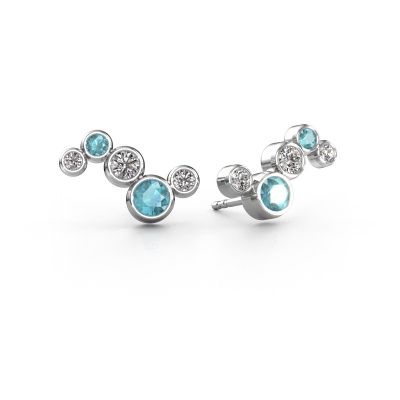 Earrings Ryan 585 white gold blue topaz 4 mm