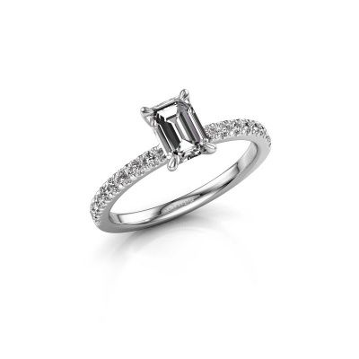 Bague de fiançailles Crystal EME 2 585 or blanc diamant synthétique 0.90 crt