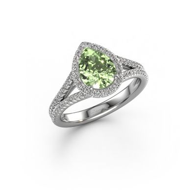 Engagement ring Verla pear 2 950 platinum green lab grown diamond 8x6 mm