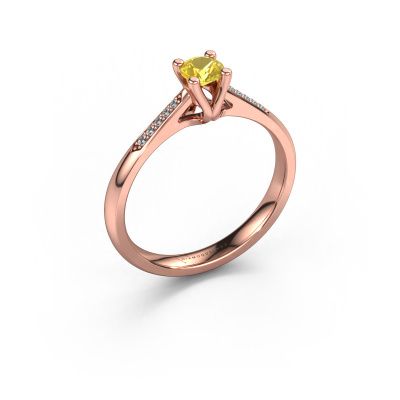 Promise ring Janna 2 585 rose gold yellow sapphire 4 mm