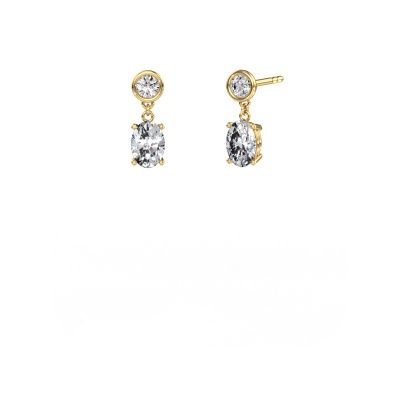 Pendants d'oreilles Lacey OVL 585 or jaune zircone 7x5 mm