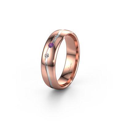 Bague d'amitié WH0907L35X 585 or rose améthyste ±5x1.4 mm
