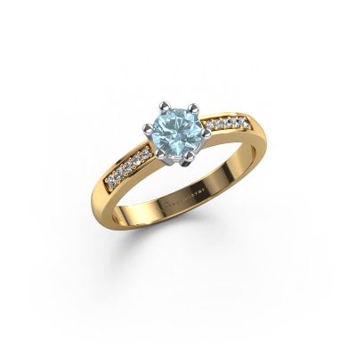 Engagement ring Luna 2 585 gold blue lab grown diamond 5 mm