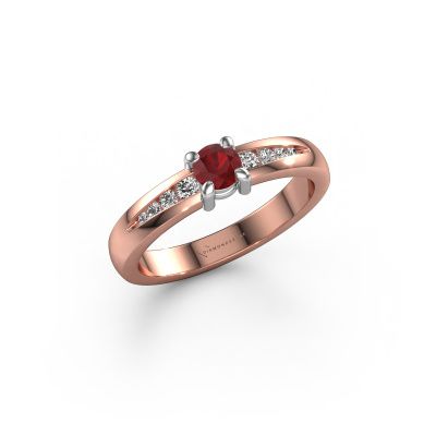 Engagement ring Zohra 585 rose gold ruby 4 mm