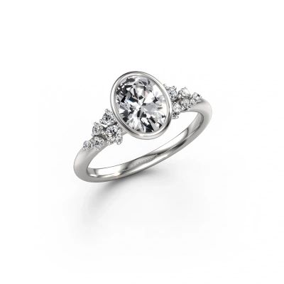 Engagement ring Aliyah OVL 585 white gold lab grown diamond 1.303 crt