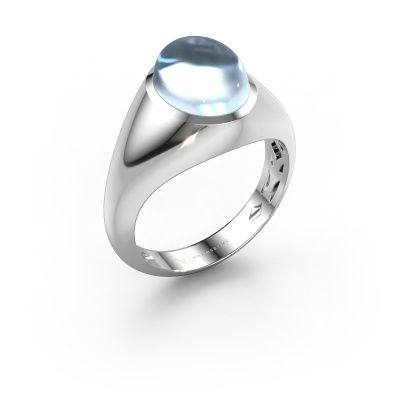 Ring Zaza 585 witgoud aquamarijn 10x8 mm